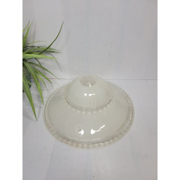 Vintage Frosted/Clear Glass Ceiling Light Fixture  Round 3 Chain Globe - Picture 1 of 3
